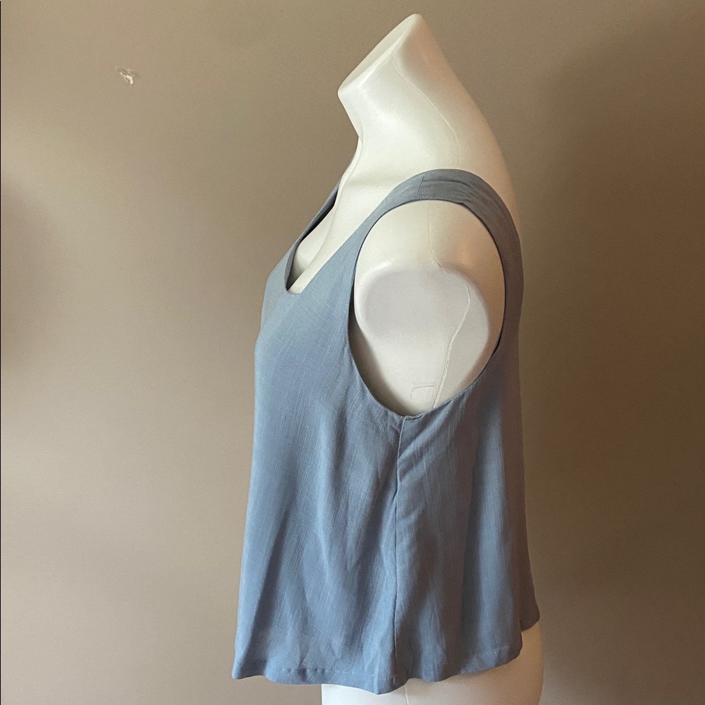 Becool Women's Heather Blue Sleeveless Sleeveless Cropped Tank Top Size Small - Picture 2 of 5